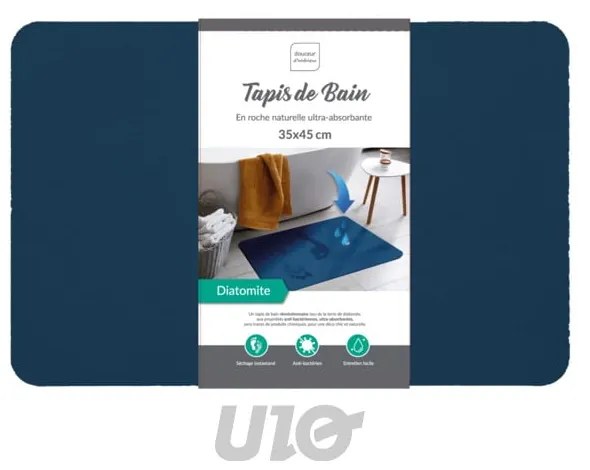 Sötétkék kovaföld fürdőszobai kilépő 35x45 cm Diatonella – douceur d'intérieur