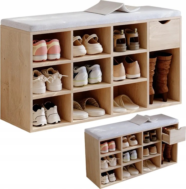 Cipősszekrény Ülőfelülettel Loft Sonoma Pad Előszoba Fiókkal 100 CM