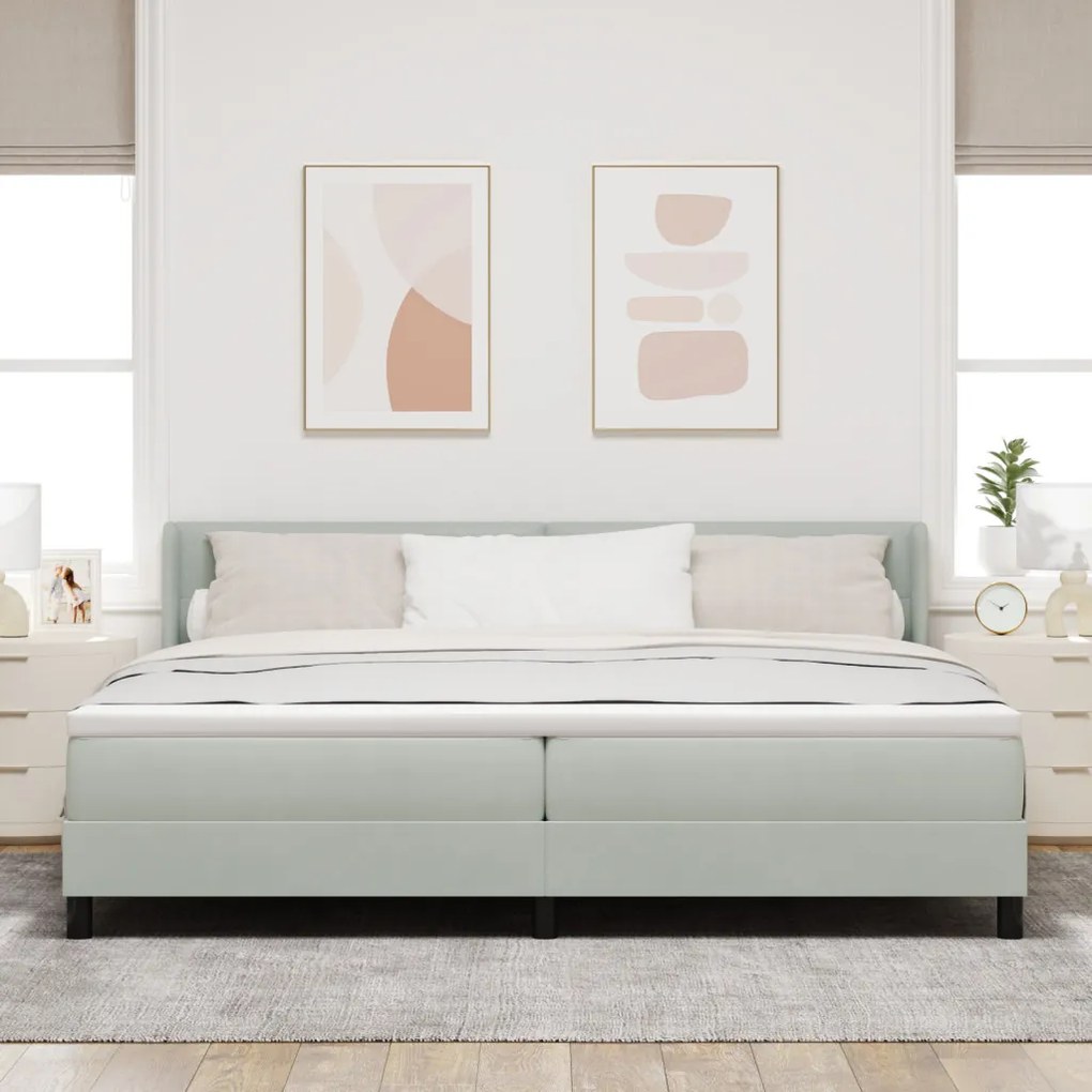 Boxspring Ágy Matrac Közép Szürke 200x200 cm Bársony