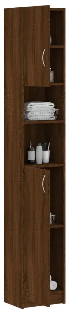 Barna tölgy színű szerelt fa faliszekrény 32x25,5x190 cm