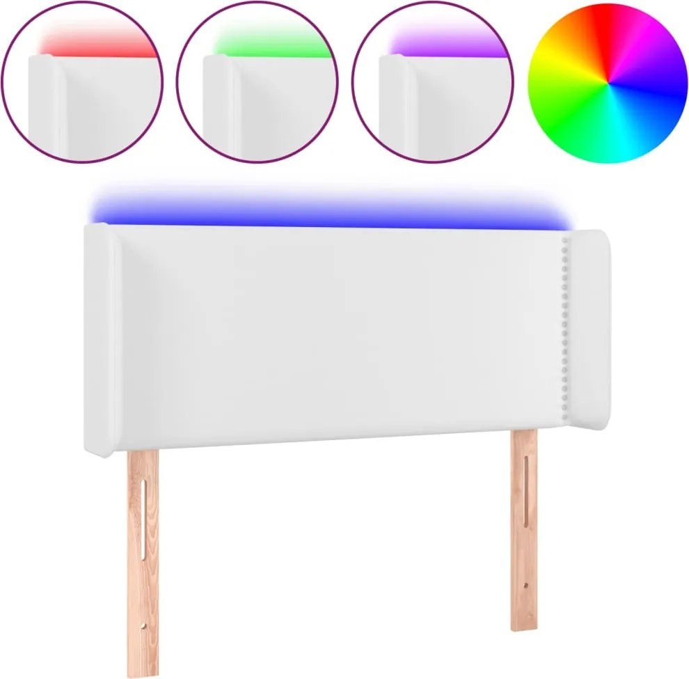 vidaXL fehér műbőr LED-es fejtámla 83x16x78/88 cm