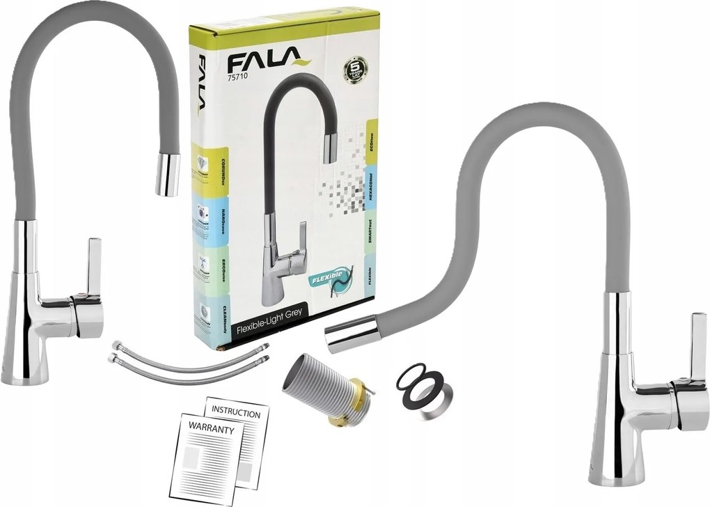 Konyhai Mosogató Csaptelep Flexibilis Kifolyócső Flexible J. Szürke 75710