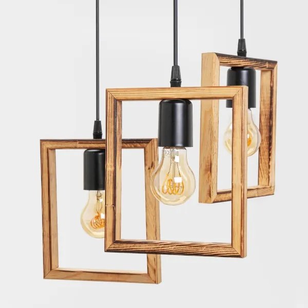 Zuma Line ASZ.1678 - Csillár zsinóron ATRIA 3xE27/20W/230V fenyő/fekete