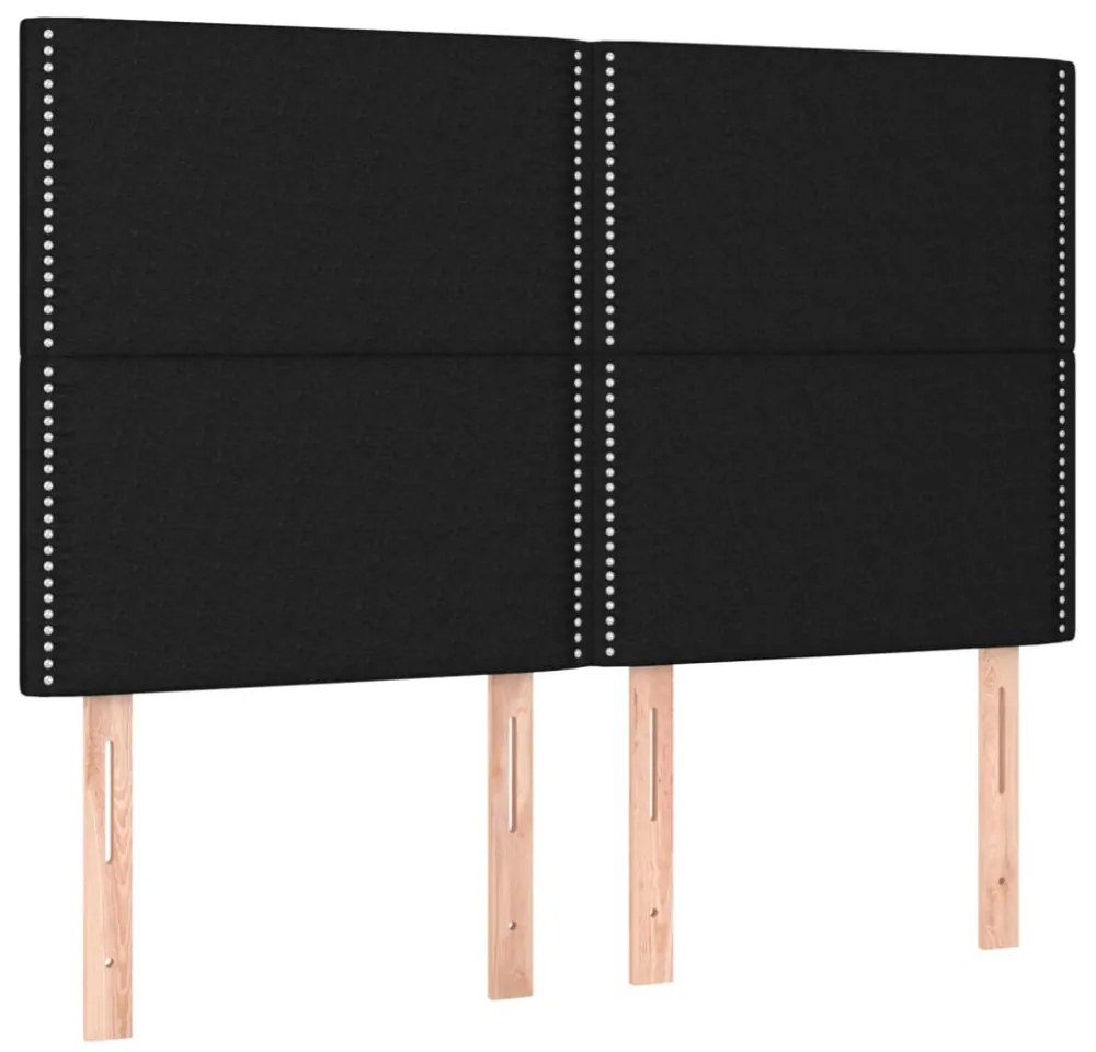 fekete szövet rugós és LED-es ágy matraccal 140x200 cm