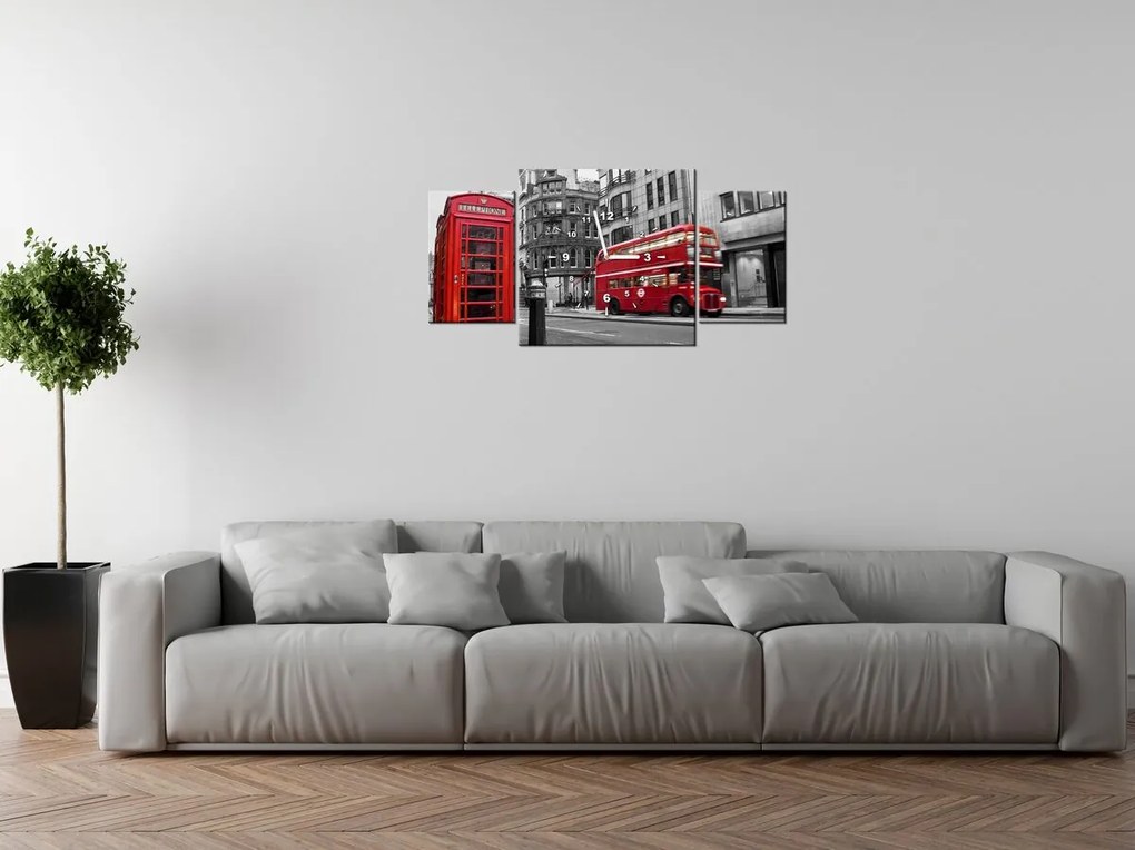 Gario Órás falikép Telefonfülke Londonban UK - 3 részes Méret: 80 x 40 cm