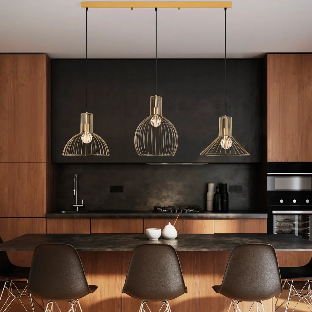 Tabut MR-768-1 arany fém függőlámpa, 148 x 38 cm, 3 izzós