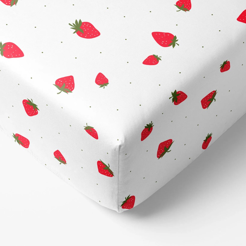 Goldea pamut gumis lepedő - friss szamócák 180 x 200 cm