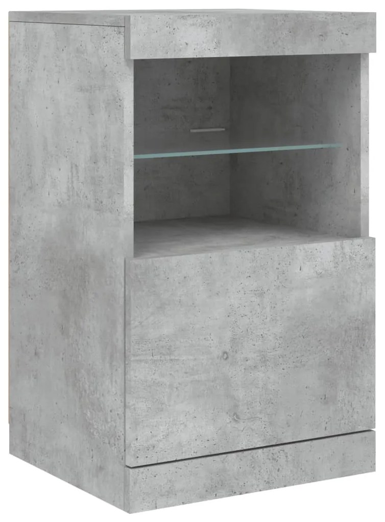 betonszürke tálalószekrény LED-világítással 41 x 37 x 67 cm
