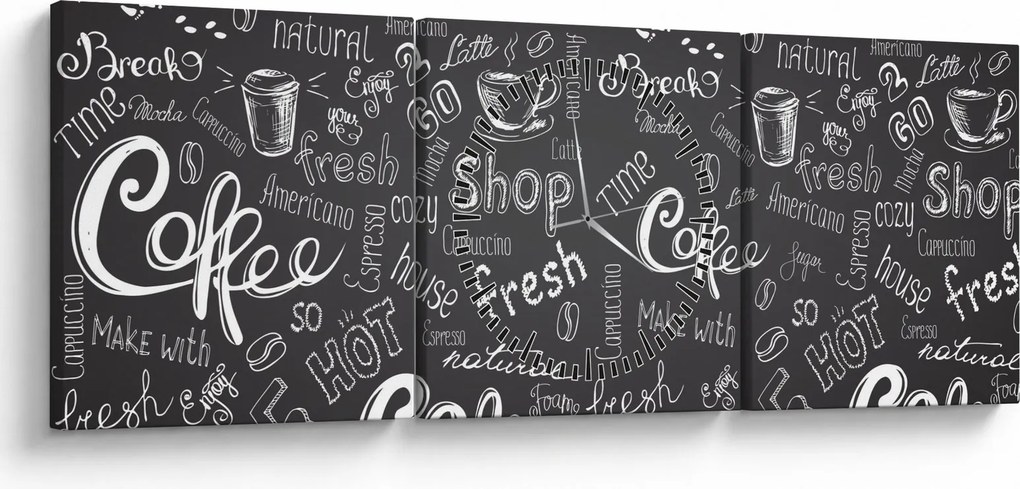 Kép - Coffee (órával) (90x30 cm)