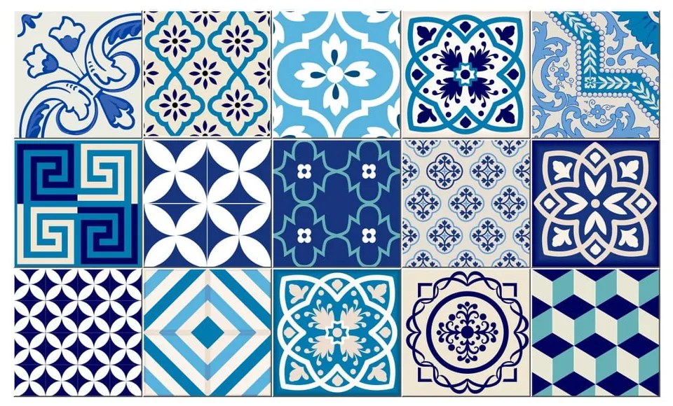 Azur 15 db-os dekorációs, falvédő matricakészlet, 10 x 10 cm - Ambiance