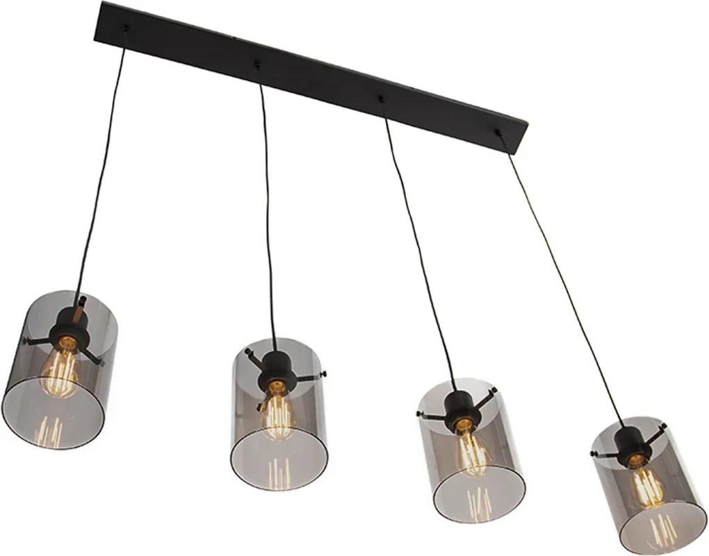 Dizájner lógólámpa fekete füstüveggel 4 lámpás - Dome