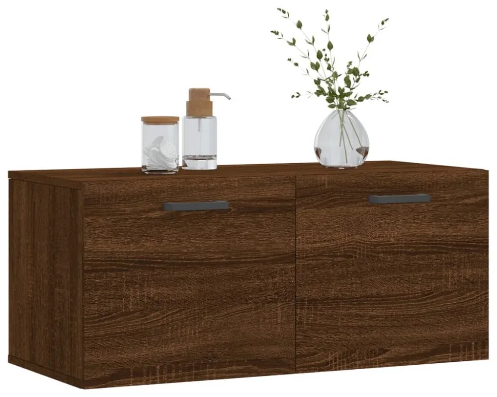 barna tölgyszínű szerelt fa faliszekrény 80x36,5x35 cm