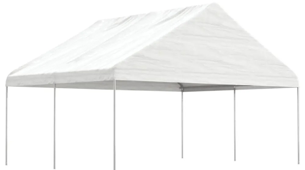 fehér polietilén pavilon tetővel 4,46 x 5,88 x 3,75 m