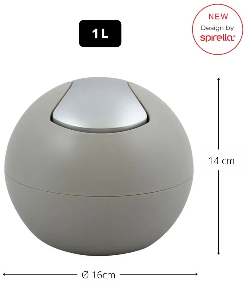 Szürkésbarna műanyag szemetes 1 l Bowl Matt – Spirella