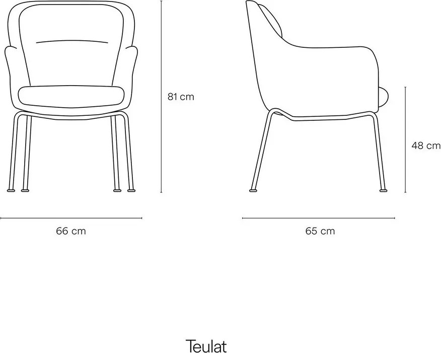 Kék kárpitozott karfás étkezőfotel Sadira – Teulat