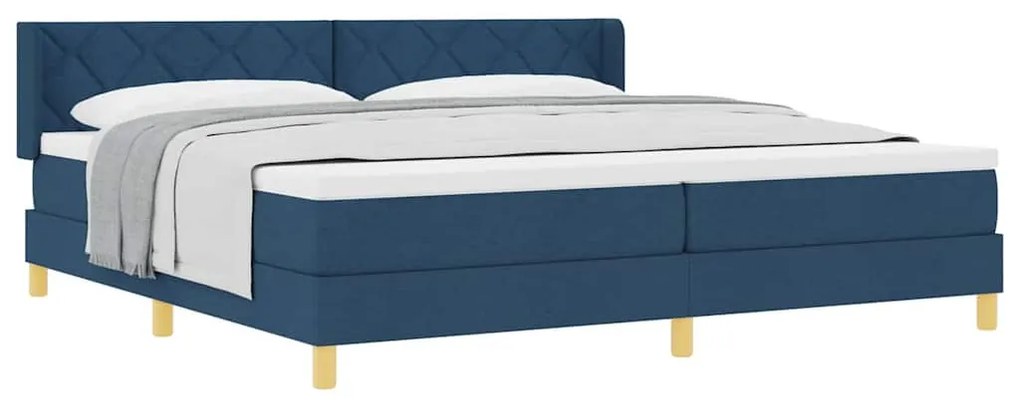 Rugós Ágy matracmal fejtámlával Kék 200 x 200 cm szövet