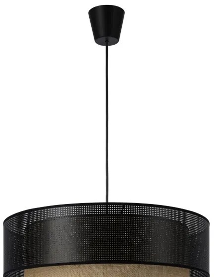 BORHO függőlámpa zsinóron 1xE27/60W/230V fekete/juta