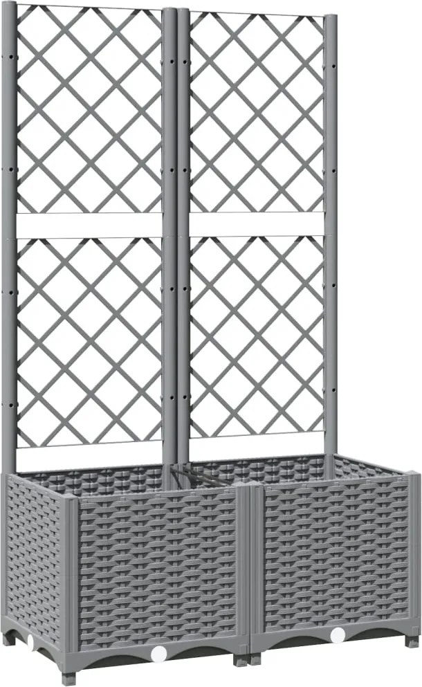vidaXL világosszürke PP rácsos kerti ültetőláda 80 x 40 x 136 cm
