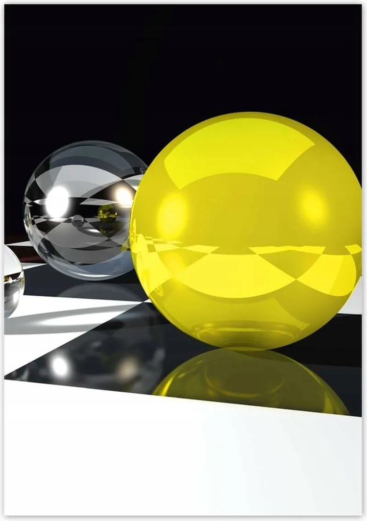 Poszterek 70x100 Sárga gömb a sakktáblán