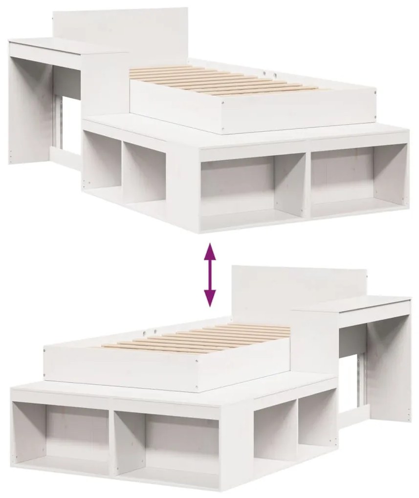 fehér tömör fenyő ágykeret matrac nélkül 80 x 200 cm