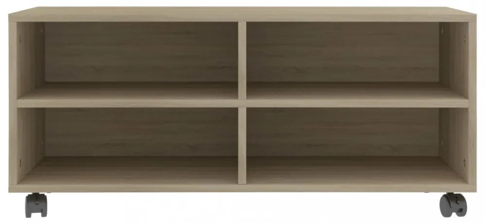 sonoma színű szerelt fa TV-szekrény görgőkkel 90 x 35 x 35 cm