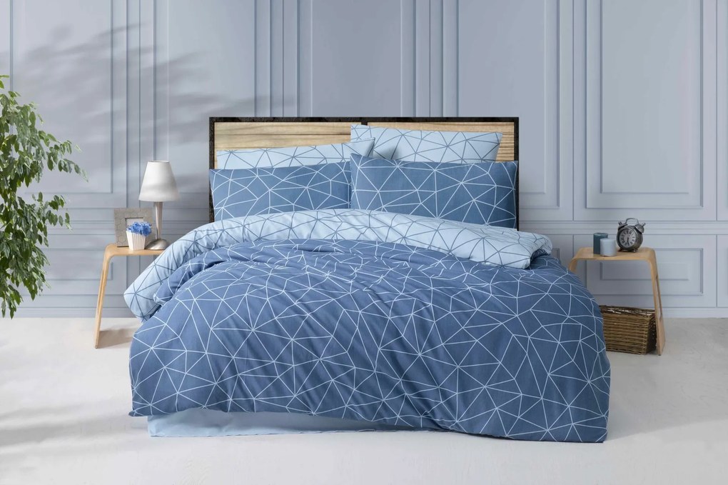Mia Indigo pamut ágynemű DeLuxe Ágynemű mérete: 140x200 cm, A csomag tartalma: Készletcsomagolás
