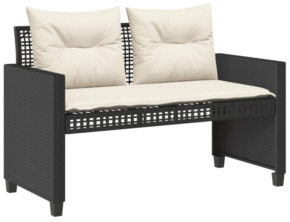 4 részes fekete polyrattan üveg kerti ülőgarnitúra párnával