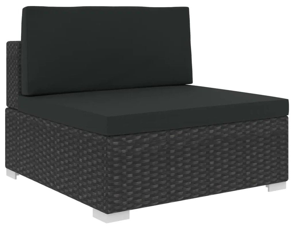 8 részes fekete polyrattan kerti ülőgarnitúra párnákkal