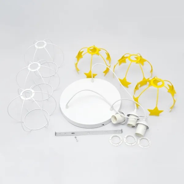 Gyerek csillár zsinóron STARS 3xE27/15W/230V sárga/fehér