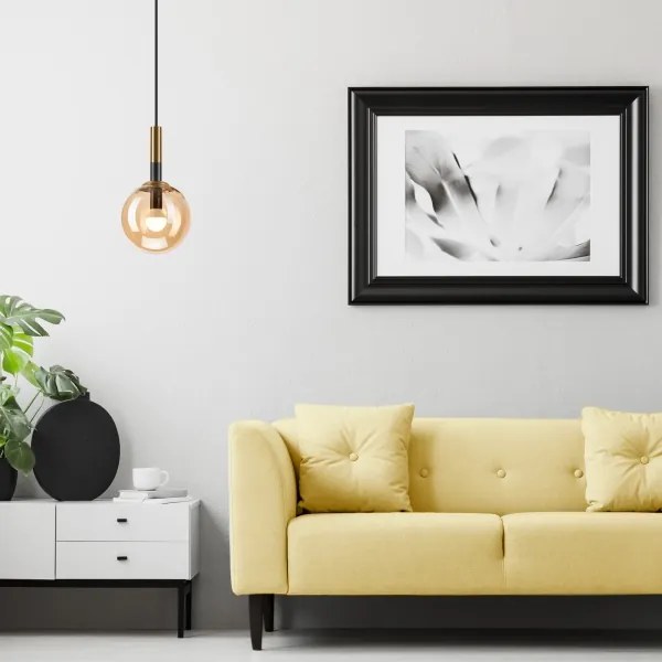 Csillár zsinóron ROLLO 1xE14/5W/230V arany/füstös bézs