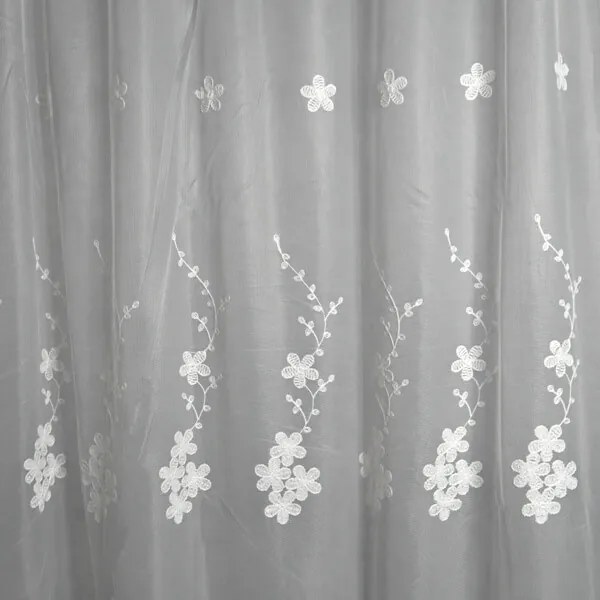 Brigida Fehér Organza függöny 250 x 300 cm virágmintás