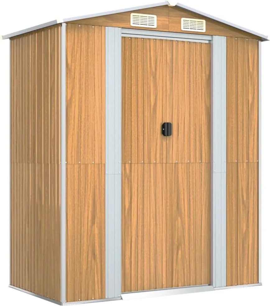 vidaXL világosbarna horganyzott acél kerti fészer 192x108x223 cm