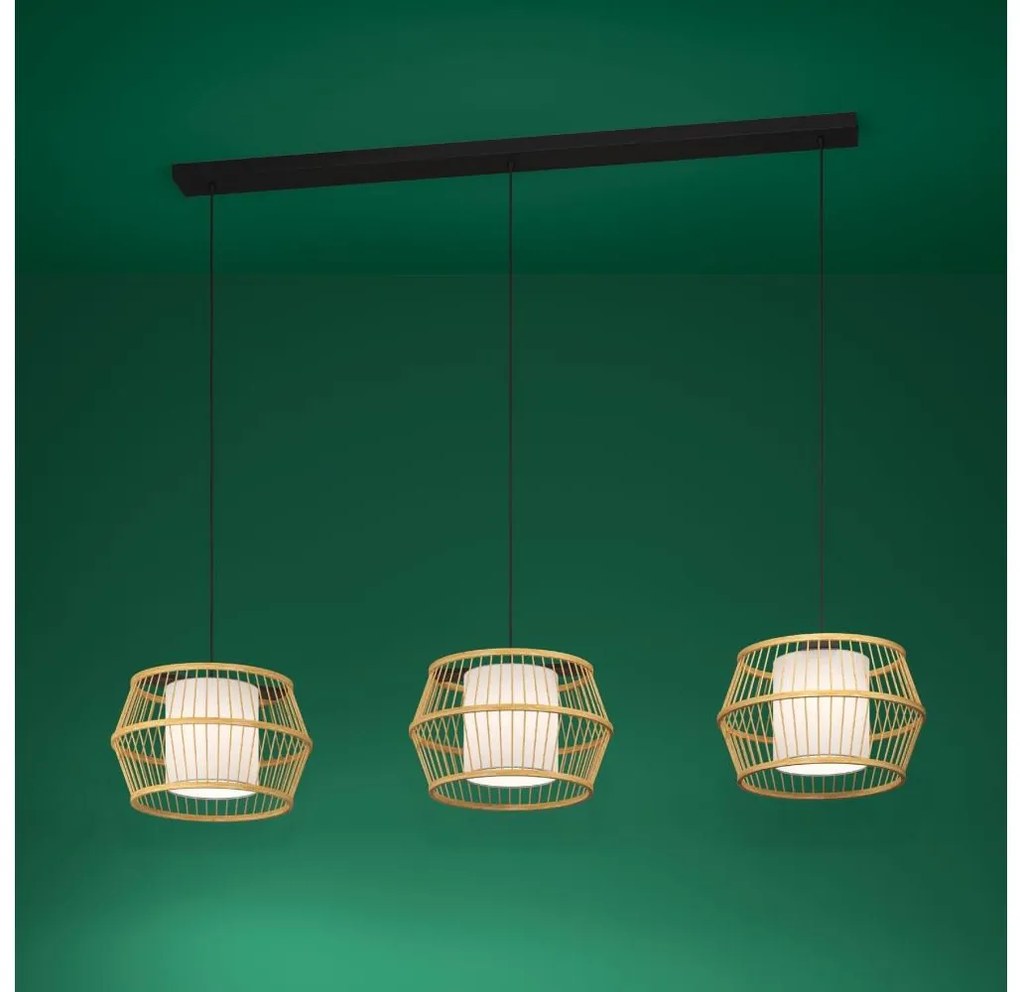 Eglo 390234 - Csillár zsinóron MONTERROSO 3xE27/40W/230V bambusz