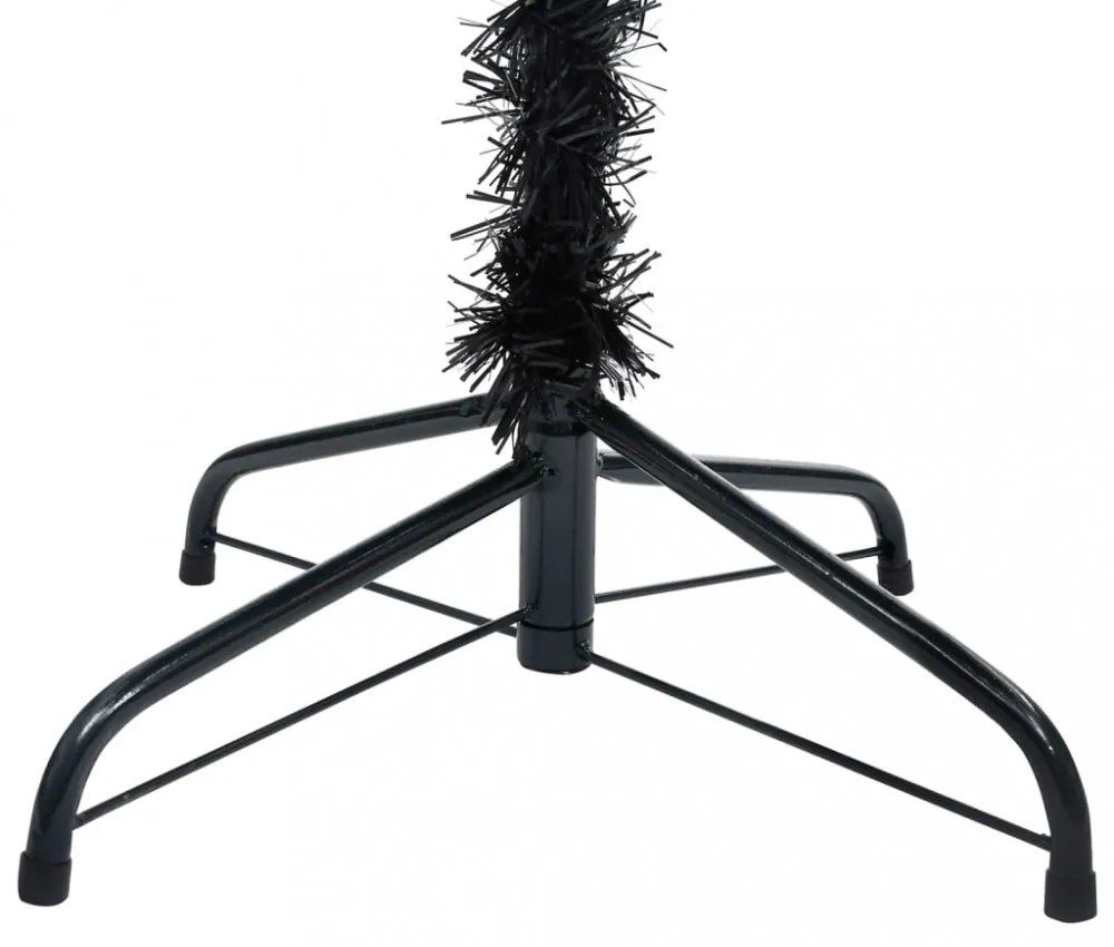 fekete PVC műkarácsonyfa állvánnyal 120 cm