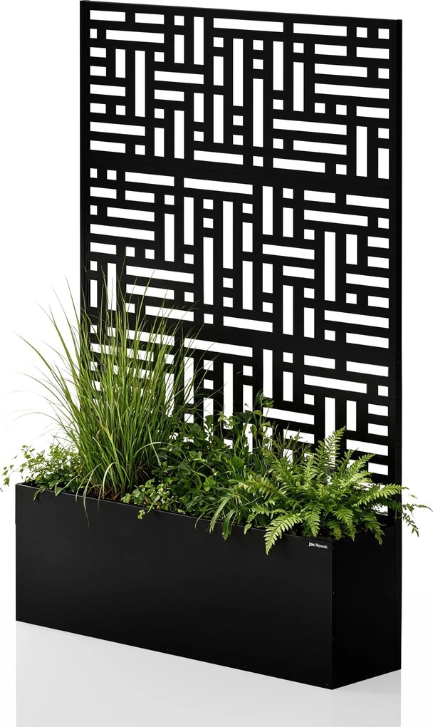 Fém kerti pergola virágládával 3in1, fekete, 1200x1800x300 mm: ROSE