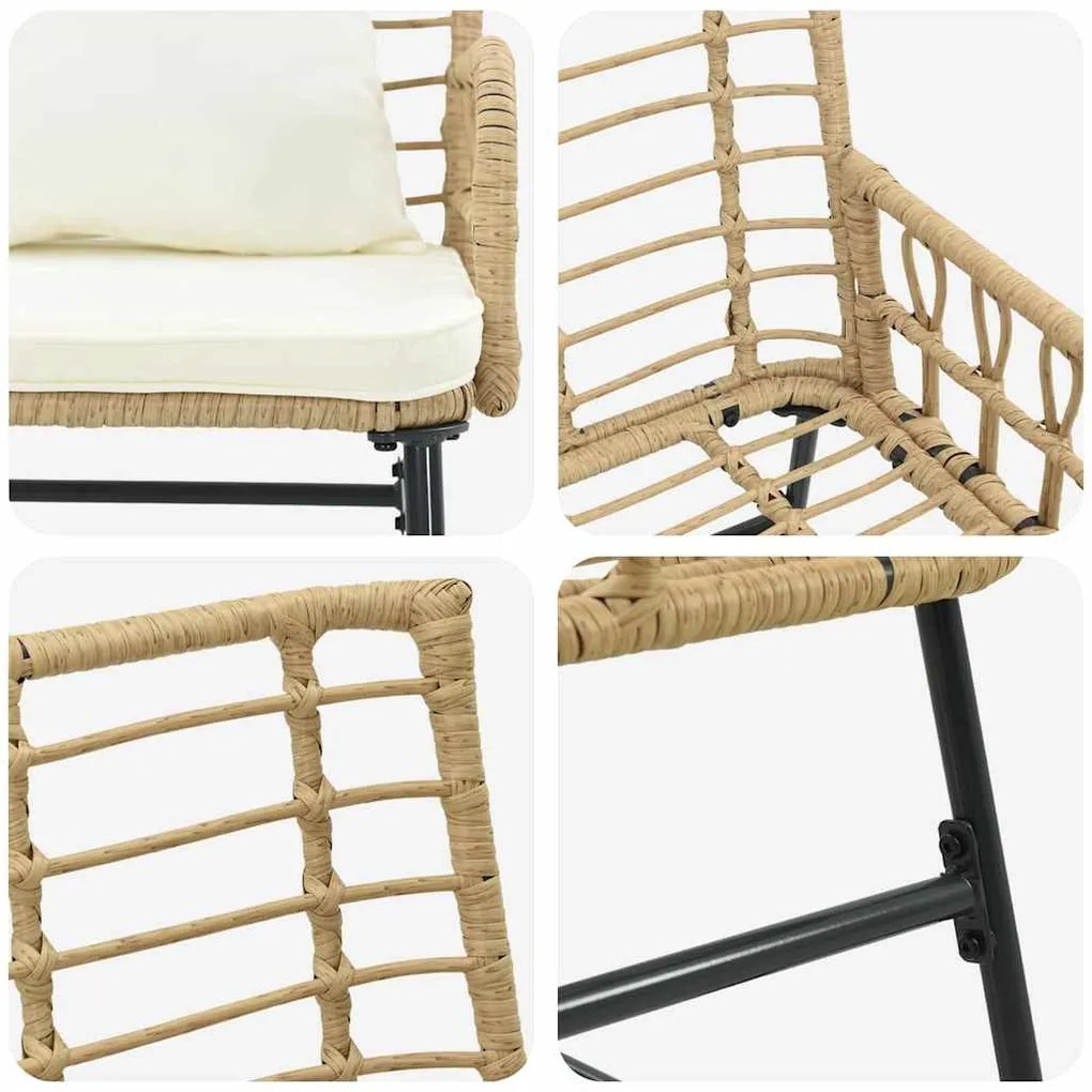 Kert étkező szett 3 pcs Barna és Fekete és Krém