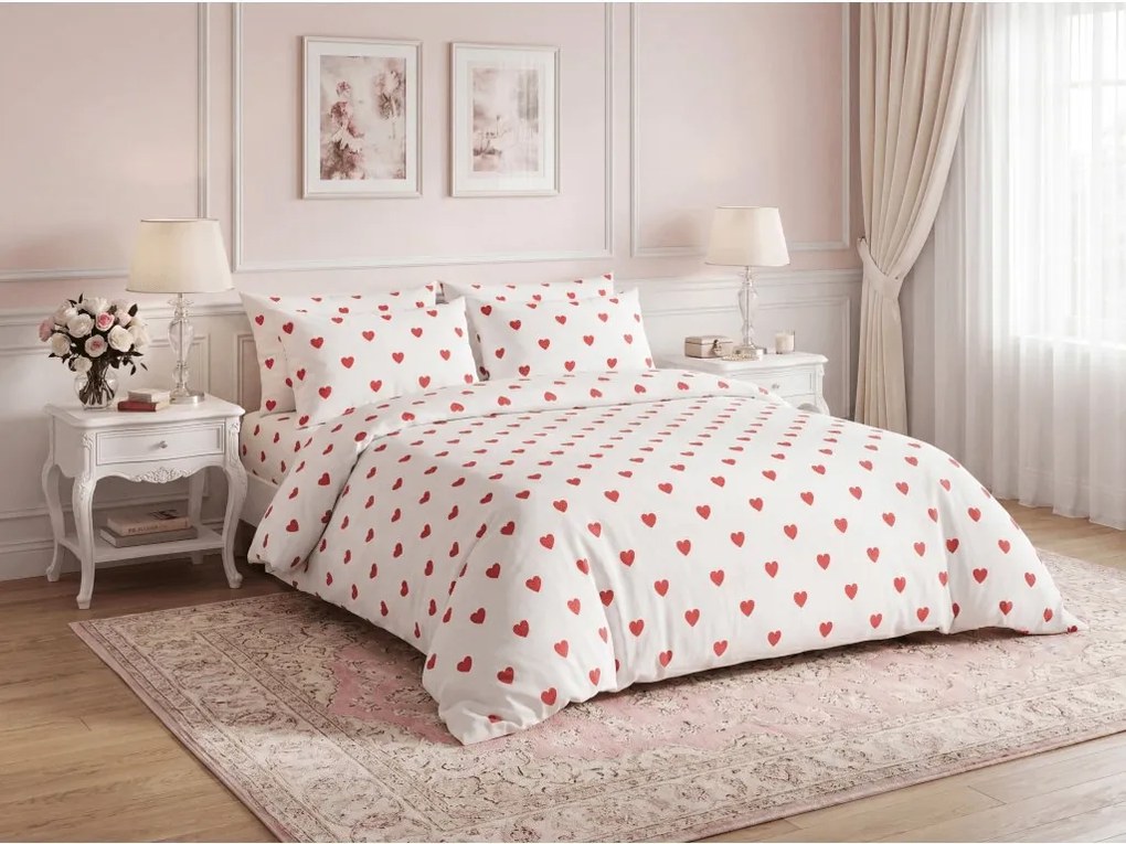 Pamut ágynemű HEART CHARM fehér, 100% pamut Ágyneműhuzat mérete: 70 x 90 cm | 140 x 200 cm
