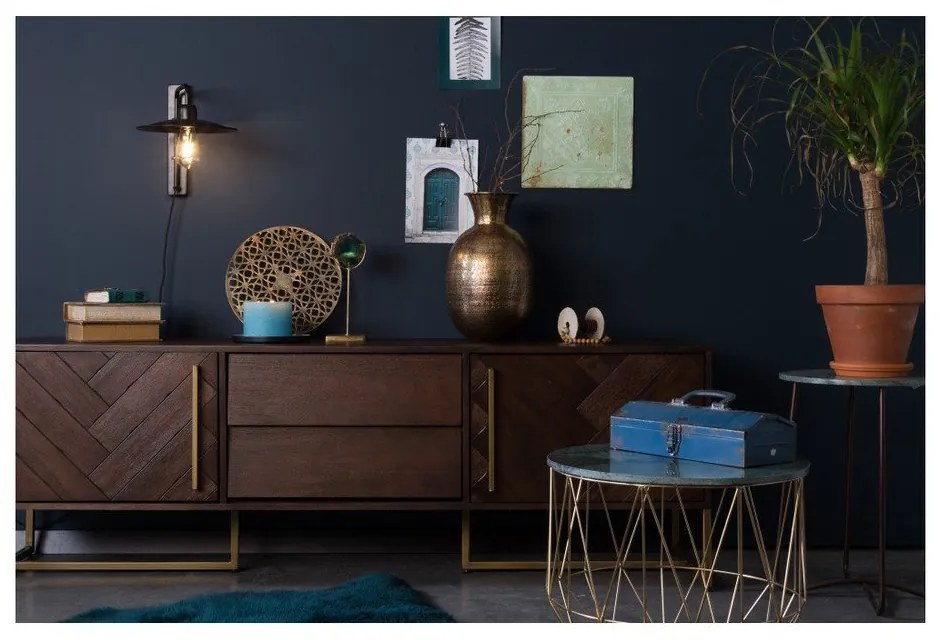 Tárolóasztal márvány lappal, ⌀ 51 cm - Dutchbone