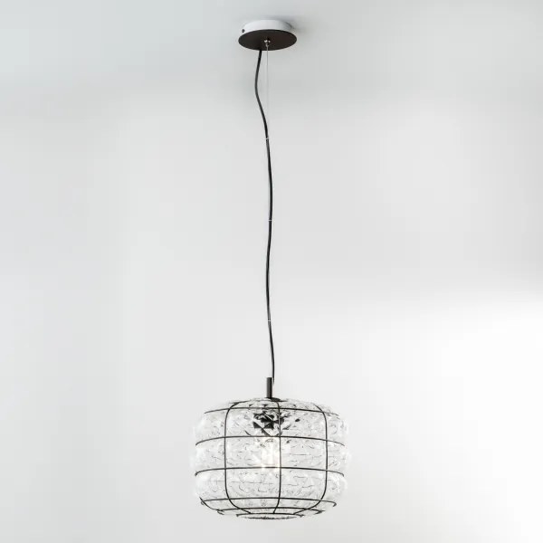 SIRU - Csillár zsinóron TERRA 1xE27/60W/230V fekete/átlátszó Velencei üveg