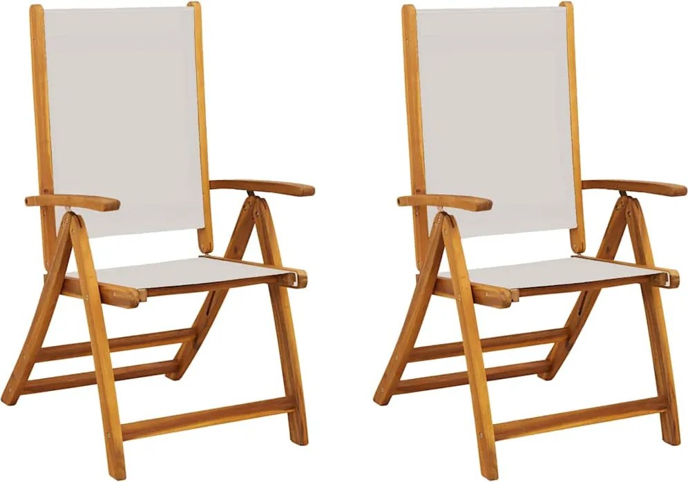 vidaXL 2 db tömör akácfa és textilén összecsukható kerti szék