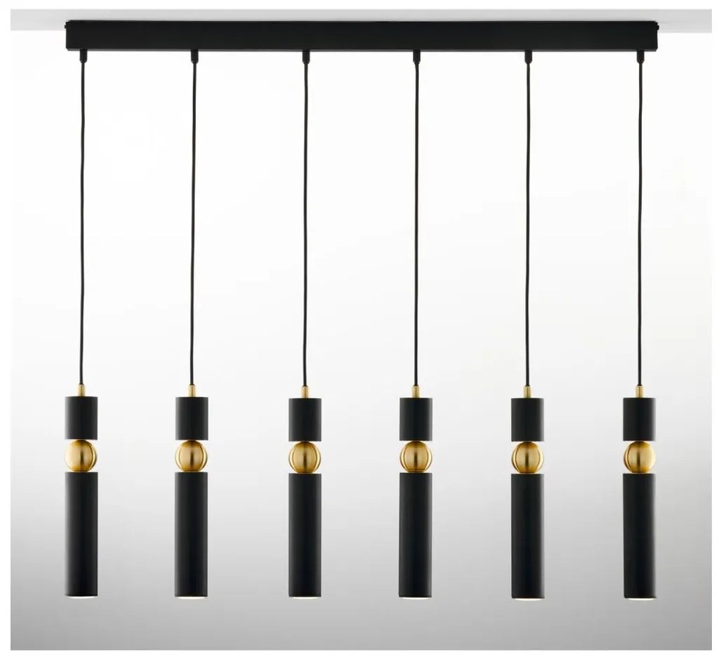 Jupiter 2005 - Csillár zsinóron ALAS 6xGU10/10W/230V fekete/arany