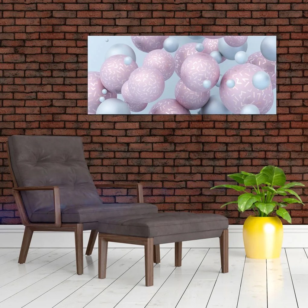 Absztrakt kép - Pasztell gömbök (120x50 cm)