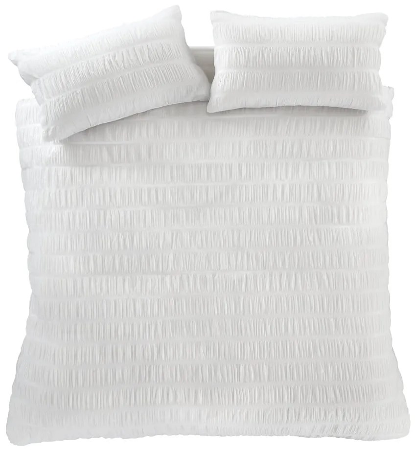 Fehér kétszemélyes-hosszabbított krepp ágyneműhuzat 230x220 cm Seersucker – Catherine Lansfield