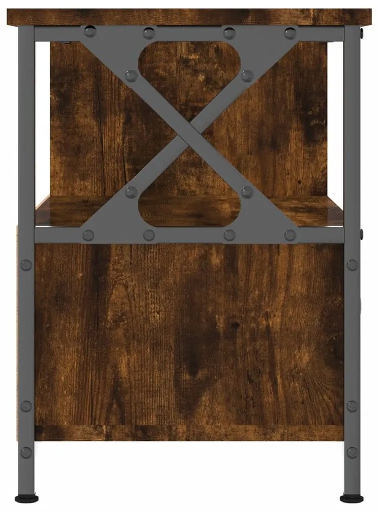 füstös tölgy színű szerelt fa és vas TV-szekrény 90x33x45 cm