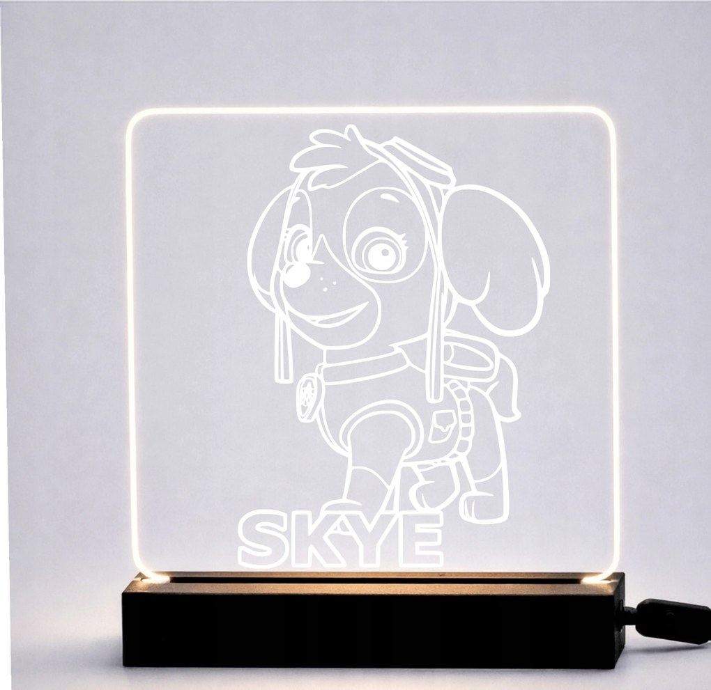 3D LED-es névre szóló lámpa – Skye – Mancs Őrjárat gyerek éjjeli lámpa