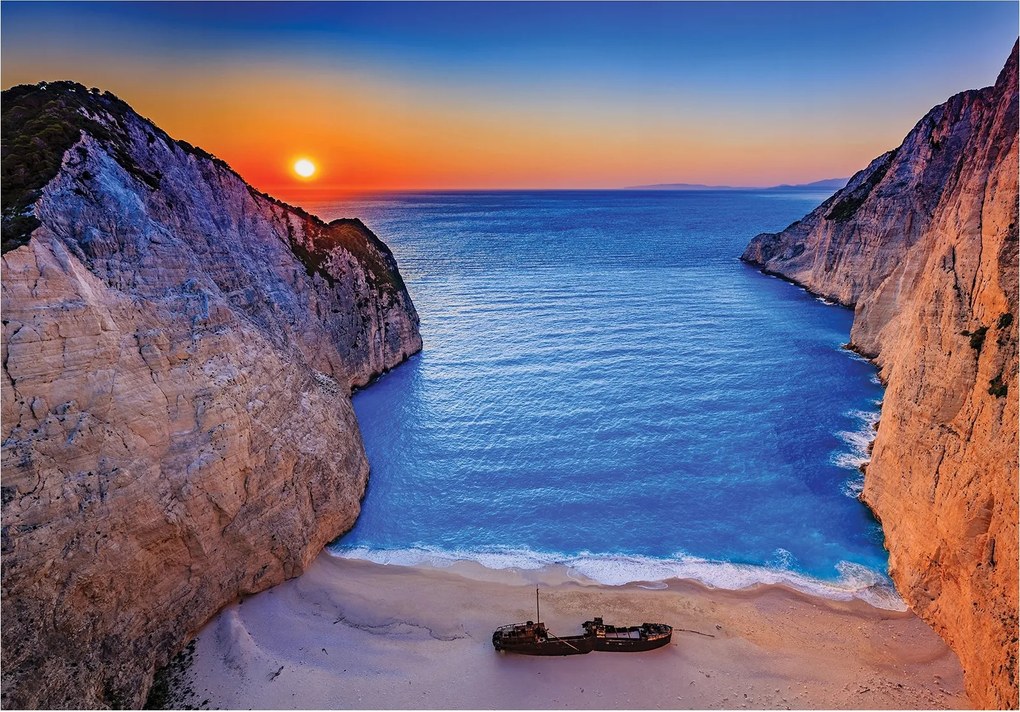 Fotótapéta Navagio tengerpart Görögország naplemente hajó 416x290 +ragasztó