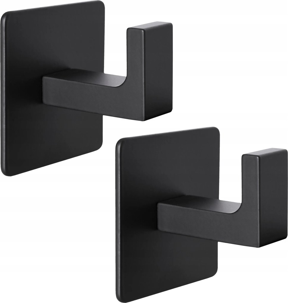 Fürdőszobai Akasztó Konyhai Törölközőtartó Fém Fekete Loft Ragasztó x2