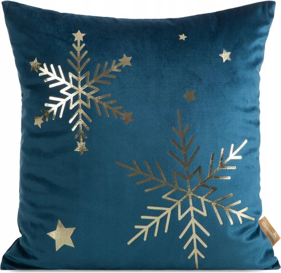 Karácsonyi díszpárnahuzat 45cm sötétkék hógolyók cipzáras