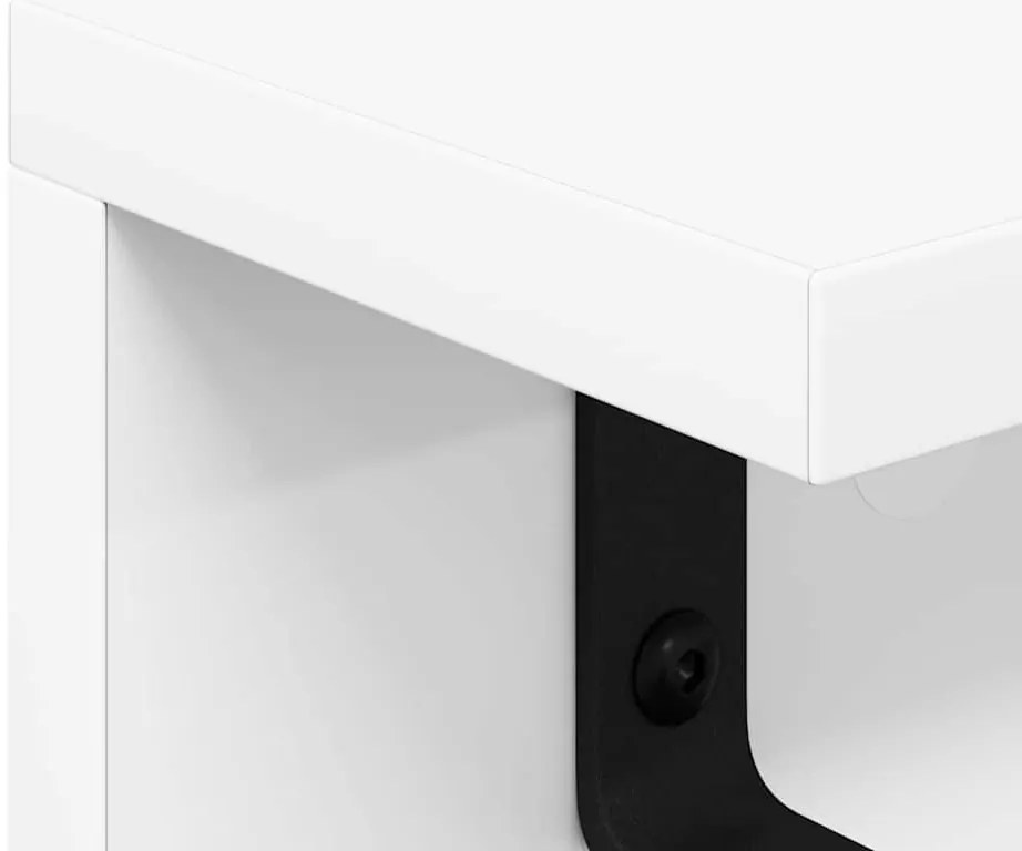Fali Kabáthorog polcokkal Fehér 40 x 10.5 x 10.5 cm Faanyag