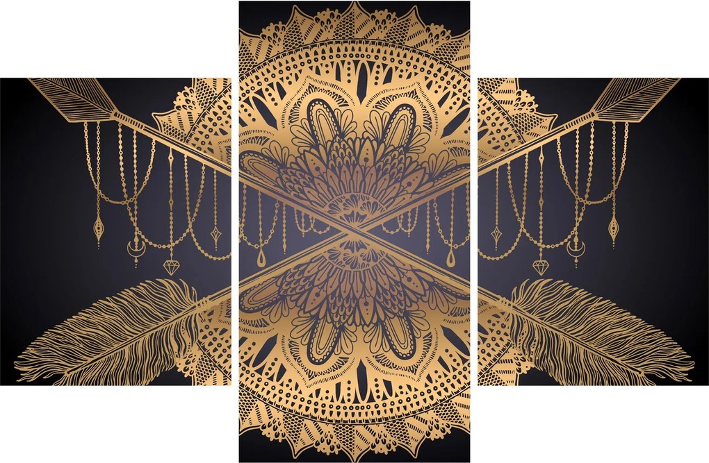 Kép - Arany mandala nyilakkal (90x60 cm)